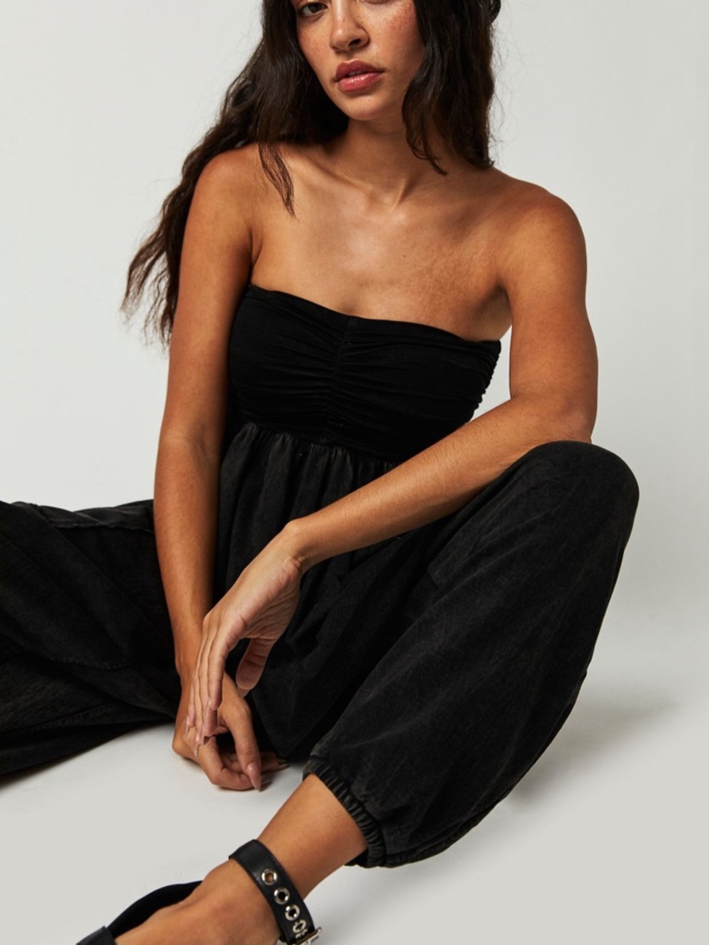 Free People Jayla Harem Convertible Jumpsuit Black